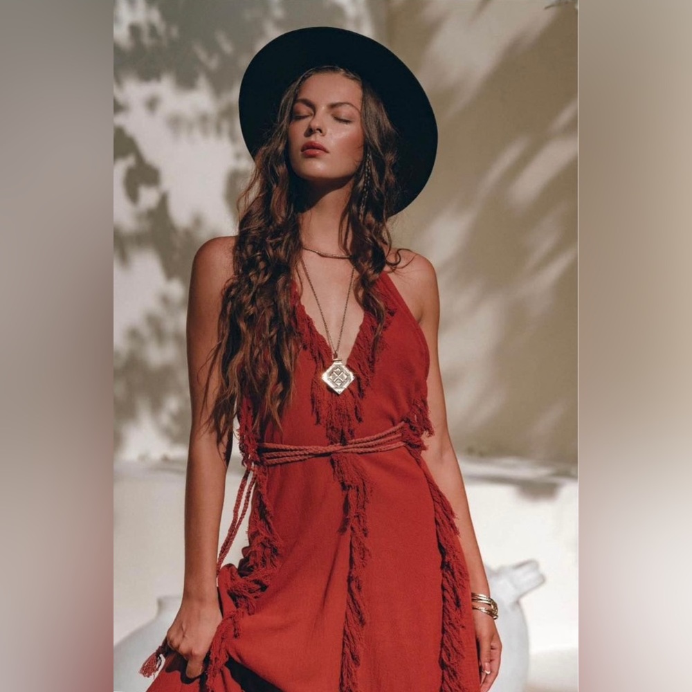 Never Worn Red Boho Maxi Dress
